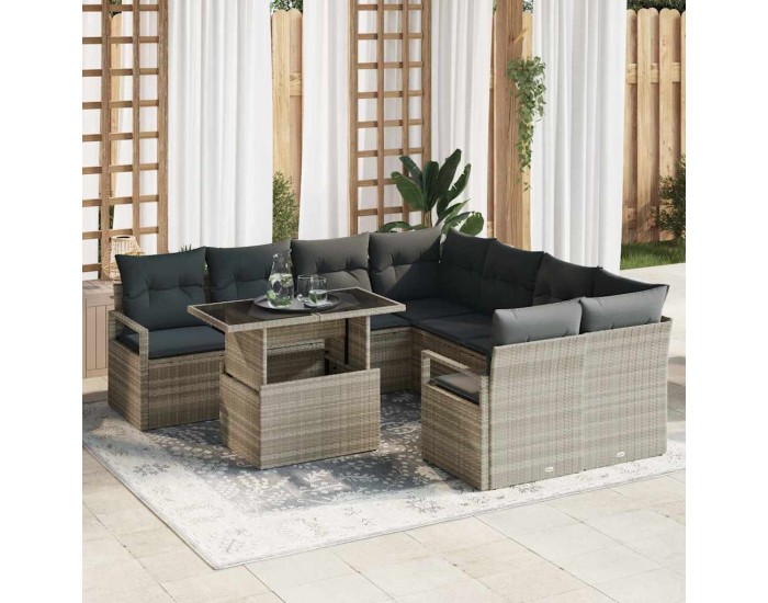 Sonata H Градински Софа Комплект 9 pcs Светлосиво 100 x 55 x 73 см
