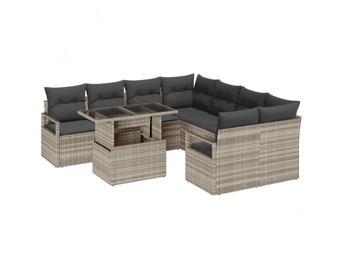 Sonata H Градински Софа Комплект 9 pcs Светлосиво 100 x 55 x 73 см