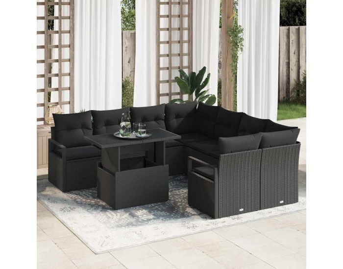 Sonata H Градински Софа Комплект 9 pcs Черно 100 x 55 x 73 см