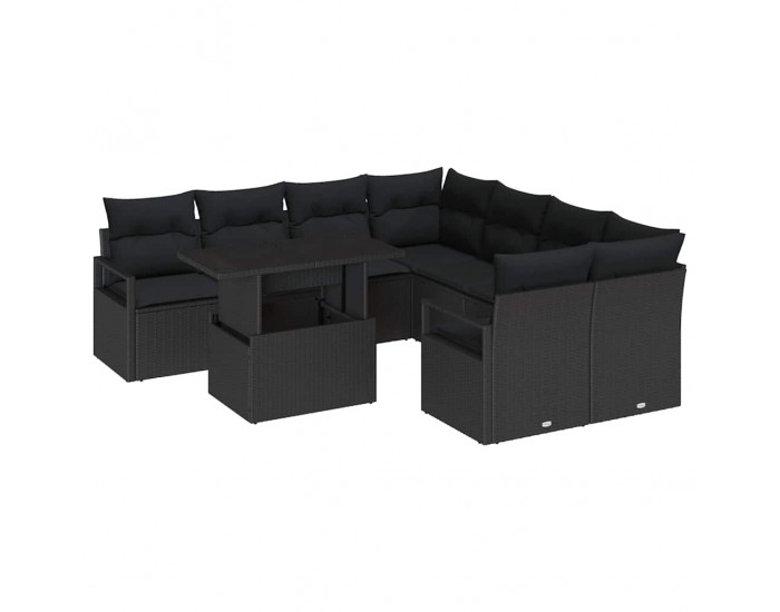 Sonata H Градински Софа Комплект 9 pcs Черно 100 x 55 x 73 см