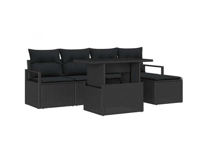 Sonata H Градински Софа Комплект с възглавница 6 pcs Черно