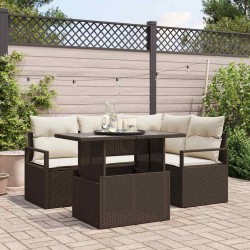 Sonata H Градински Софа Комплект 5 pcs Кафяво и кремаво 100 x 55 x 73 см - Canapele și bănci de grădină