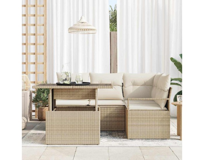 Sonata H Градински Софа Комплект 5 pcs бежово и кремаво 100 x 55 x 73 см