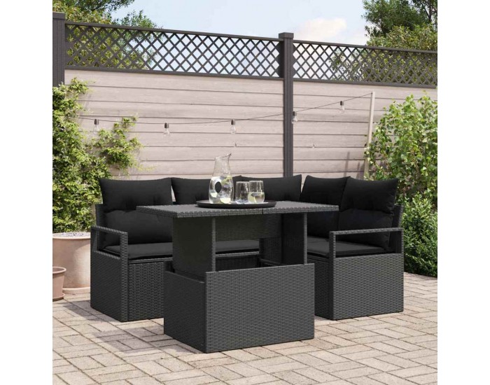 Sonata H Градински Софа Комплект 5 pcs Черно 100 x 55 x 73 см