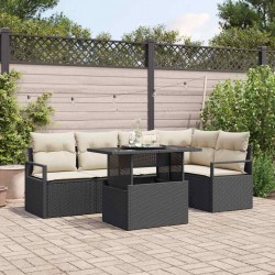 Sonata H Градински Софа Комплект 6 pcs Черно и кремаво 100 x 55 x 73 см - Canapele și bănci de grădină