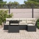 Sonata H Градински Софа Комплект 6 pcs Черно и кремаво 100 x 55 x 73 см