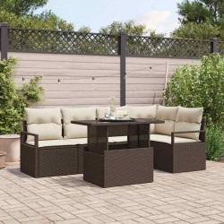 Sonata H Градински Софа Комплект 6 pcs Кафяво и кремаво 100 x 55 x 73 см - Canapele și bănci de grădină