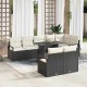 Sonata H Градински Софа Комплект 9 pcs Черно и кремаво 100 x 55 x 73 см