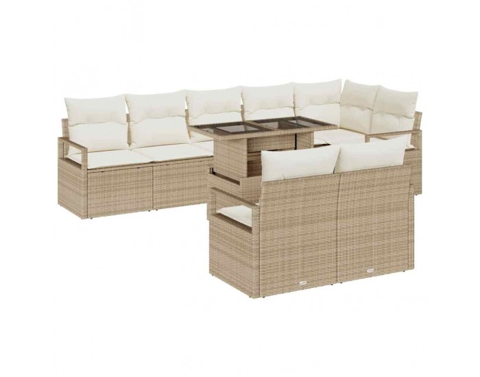 Sonata H Градински Софа Комплект 9 pcs бежово и кремаво 100 x 55 x 73 см