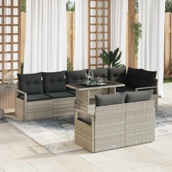 Sonata H Градински Софа Комплект 9 pcs Светлосиво 100 x 55 x 73 см - Canapele și bănci de grădină