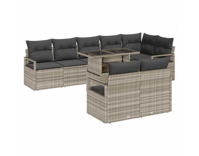 Sonata H Градински Софа Комплект 9 pcs Светлосиво 100 x 55 x 73 см