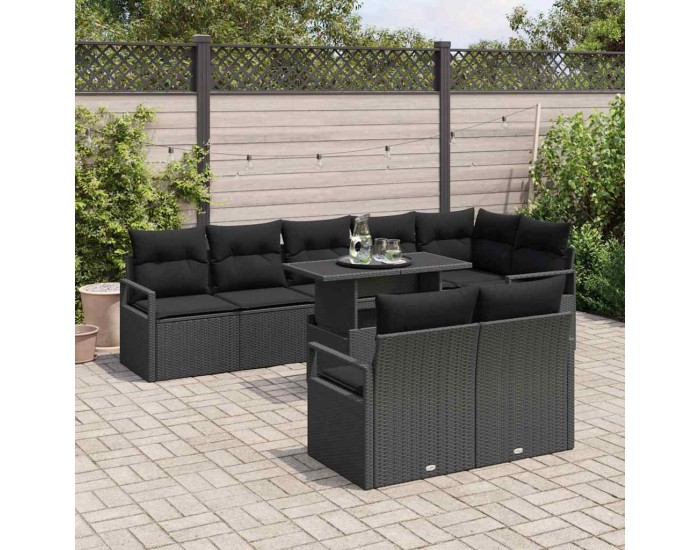 Sonata H Градински Софа Комплект 9 pcs Черно 100 x 55 x 73 см