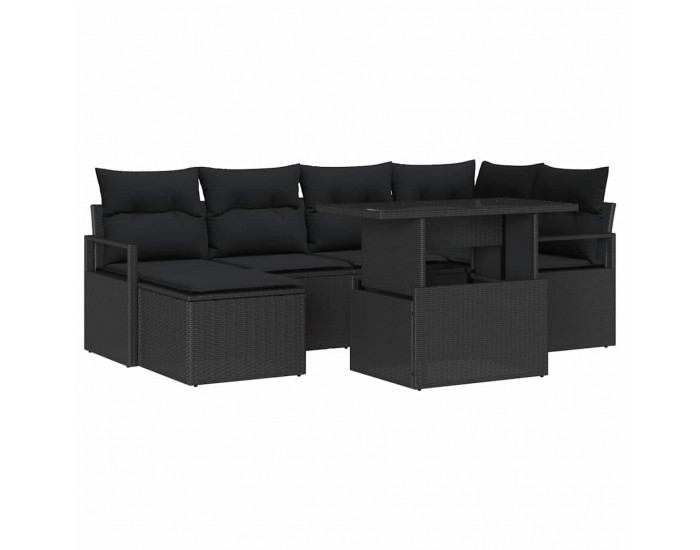 Sonata H Градински Софа Комплект с възглавница 7 pcs Черно