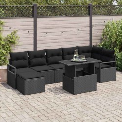 Sonata H Градински Софа Комплект с възглавница 8 pcs Черно - Canapele și bănci de grădină