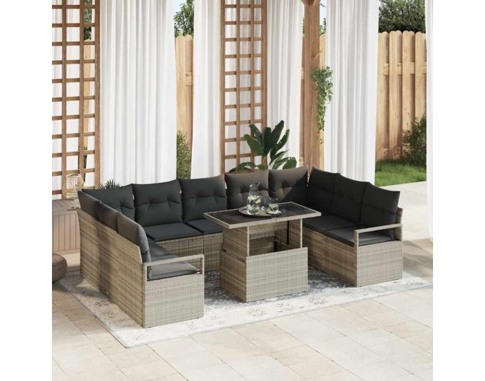 Sonata H Градински Софа Комплект 10 pcs Светлосиво 100 x 55 x 73 см