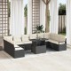 Sonata H Градински Софа Комплект 11 pcs Черно и кремаво 100 x 55 x 73 см