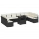 Sonata H Градински Софа Комплект 11 pcs Черно и кремаво 100 x 55 x 73 см