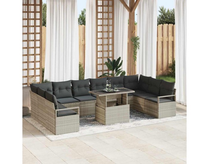 Sonata H Градински Софа Комплект 11 pcs Светлосиво 100 x 55 x 73 см