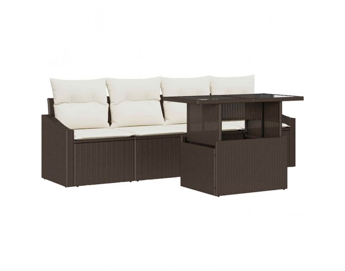 Sonata H Градински Софа Комплект 5 pcs Кафяво и кремаво 100 x 55 x 73 см