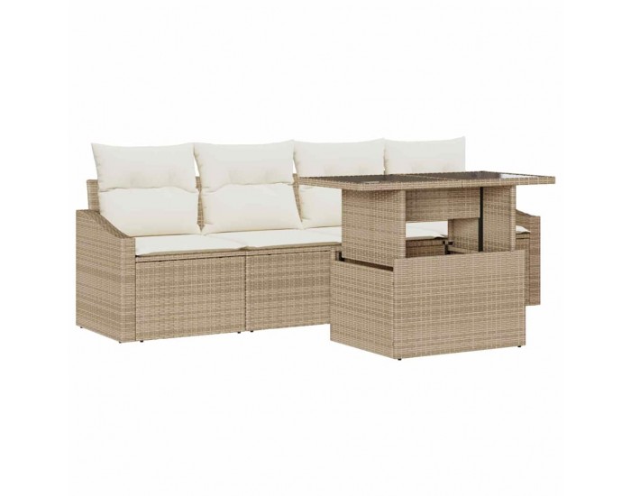 Sonata H Градински Софа Комплект 5 pcs бежово и кремаво 100 x 55 x 73 см