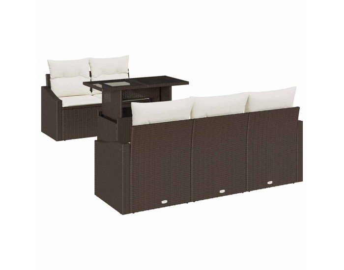 Sonata H Градински Софа Комплект 6 pcs Кафяво и кремаво 100 x 55 x 73 см
