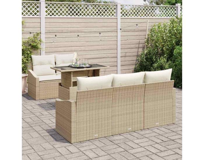 Sonata H Градински Софа Комплект 6 pcs бежово и кремаво 100 x 55 x 73 см