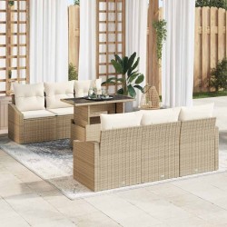Sonata H Градински Софа Комплект 7 pcs бежово и кремаво 100 x 55 x 73 см - Canapele și bănci de grădină