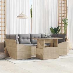 Sonata H Градински Софа Комплект с възглавница 7 pcs бежово и светлосиво - Canapele și bănci de grădină