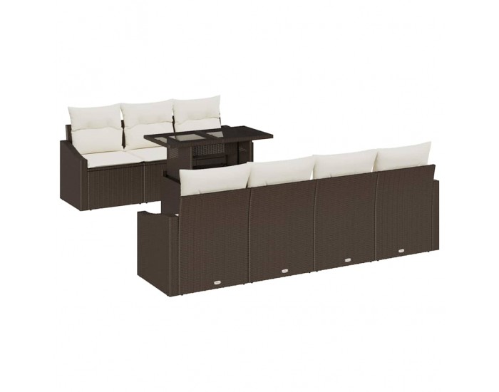 Sonata H Градински Софа Комплект 8 pcs Кафяво и кремаво 100 x 55 x 73 см