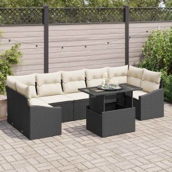 Sonata H Градински Софа Комплект 8 pcs Черно и кремаво 100 x 55 x 73 см - Canapele și bănci de grădină