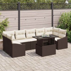 Sonata H Градински Софа Комплект 8 pcs Кафяво и кремаво 100 x 55 x 73 см - Canapele și bănci de grădină