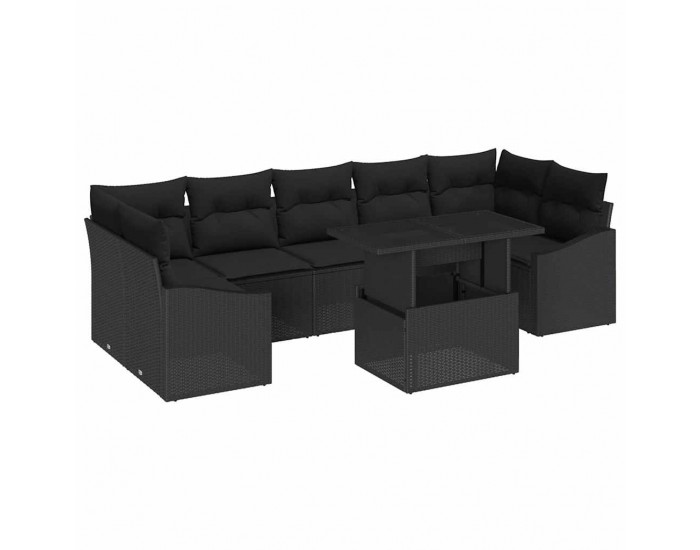 Sonata H Градински Софа Комплект 8 pcs Черно 100 x 55 x 73 см