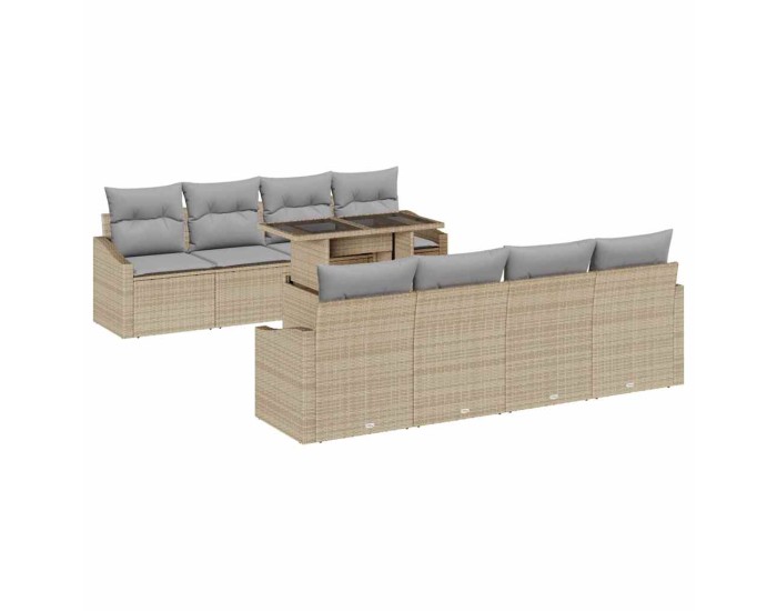 Sonata Set de canapele pentru grădină 7 buc. Beige și gri deschis
