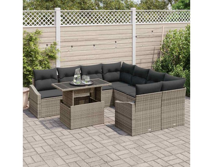 Sonata H Градински Софа Комплект 9 pcs Сив 100 x 55 x 73 см