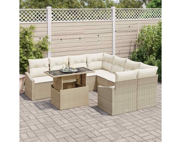 Sonata H Градински Софа Комплект 9 pcs бежово и кремаво 100 x 55 x 73 см