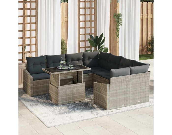 Sonata H Градински Софа Комплект 9 pcs Светлосиво 100 x 55 x 73 см