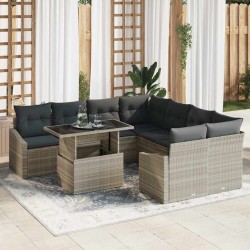 Sonata H Градински Софа Комплект 9 pcs Светлосиво 100 x 55 x 73 см - Canapele și bănci de grădină