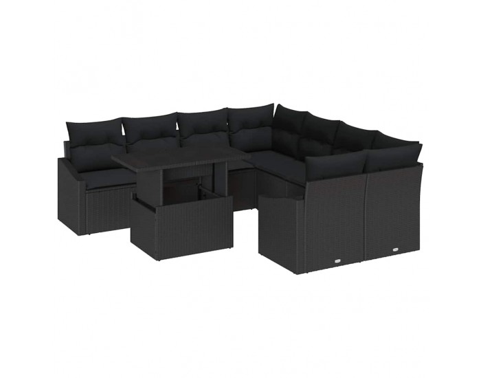 Sonata H Градински Софа Комплект 9 pcs Черно 100 x 55 x 73 см