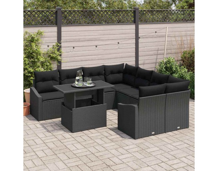 Sonata H Градински Софа Комплект 9 pcs Черно 100 x 55 x 73 см
