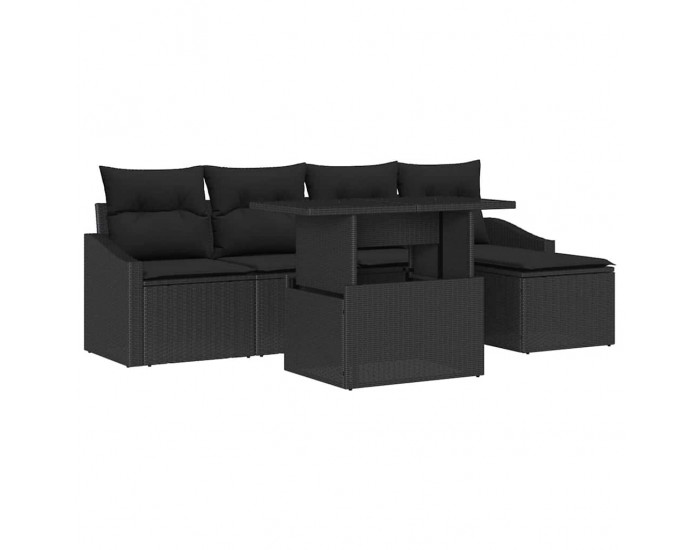 Sonata H Градински Софа Комплект с възглавница 6 pcs Черно