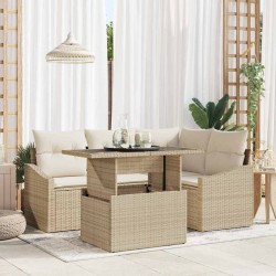 Sonata H Градински Софа Комплект 5 pcs бежово и кремаво 100 x 55 x 73 см - Canapele și bănci de grădină