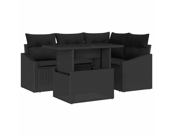 Sonata H Градински Софа Комплект 5 pcs Черно 100 x 55 x 73 см