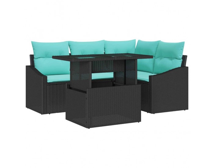 Sonata H Градински Софа Комплект 6 pcs Черно и кремаво 100 x 55 x 73 см