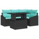 Sonata H Градински Софа Комплект 6 pcs Черно и кремаво 100 x 55 x 73 см