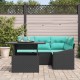 Sonata H Градински Софа Комплект 6 pcs Черно и кремаво 100 x 55 x 73 см