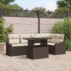 Sonata H Градински Софа Комплект 6 pcs Кафяво и кремаво 100 x 55 x 73 см - Canapele și bănci de grădină