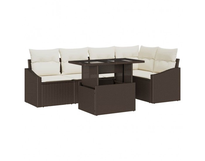 Sonata H Градински Софа Комплект 6 pcs Кафяво и кремаво 100 x 55 x 73 см