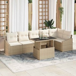 Sonata H Градински Софа Комплект 7 pcs бежово и кремаво 100 x 55 x 73 см - Canapele și bănci de grădină