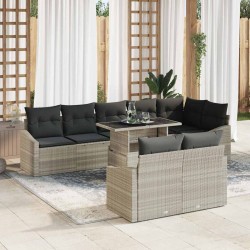 Sonata H Градински Софа Комплект 9 pcs Светлосиво 100 x 55 x 73 см - Canapele și bănci de grădină
