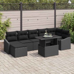 Sonata H Градински Софа Комплект с възглавница 8 pcs Черно - Canapele și bănci de grădină